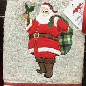 Beautiful Christmas Hand Towels. Grey Santa 0654